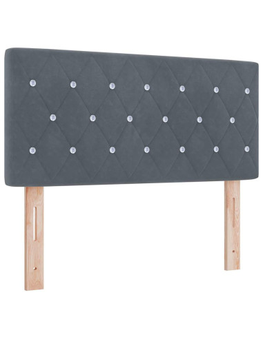 Letto a Sorgente LED con led Grigio scuro 90 x 190 cm Velluto