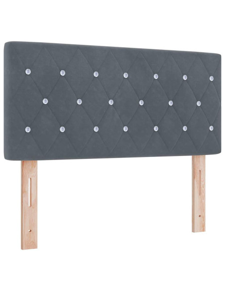 Letto a Sorgente LED con led Grigio scuro 90 x 190 cm Velluto