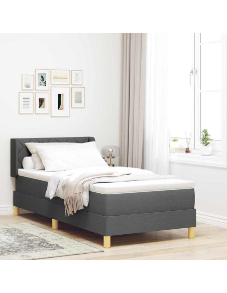 Letto a Mola con Materasso, Grigio Scuro, 100 x 200 cm, Tessuto