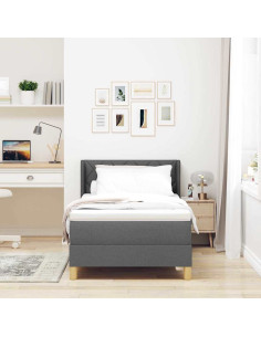 Letto a molle con testiera Grigio scuro 200 x 100 cm Poliestere 2