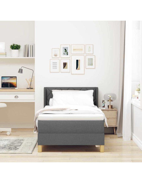 Letto a Mola con Materasso, Grigio Scuro, 100 x 200 cm, Tessuto