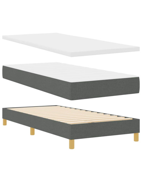 Letto a Mola con Materasso, Grigio Scuro, 100 x 200 cm, Tessuto