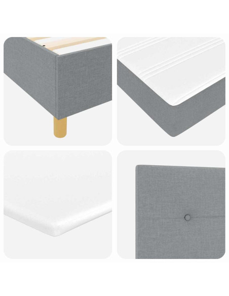 Letto con molle e materasso grigio chiaro 200x200 cm in tessuto