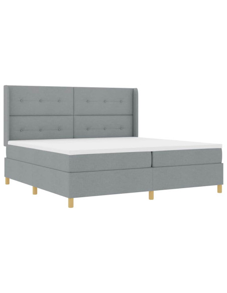 Letto a molle con testiera Grigio chiaro 200 x 200 cm Tessuto