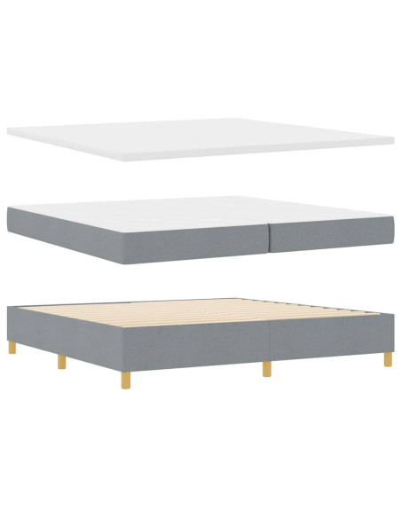 Letto con molle e materasso grigio chiaro 200x200 cm in tessuto