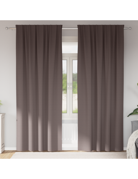 Tende Blackout con Anelli 2 pcs Marrone Scuro 245 x 140 cm