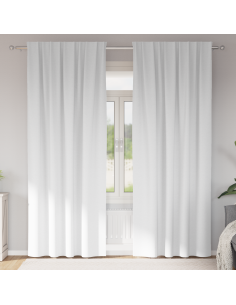 Tende Blackout con Anelli 2 pcs Bianco Puro 245 x 140 cm
