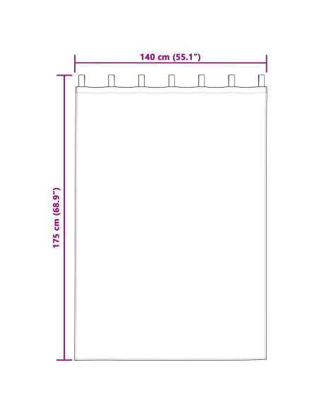 Tende Blackout con Anelli 2 pcs Nero 175 x 140 cm Poliestere