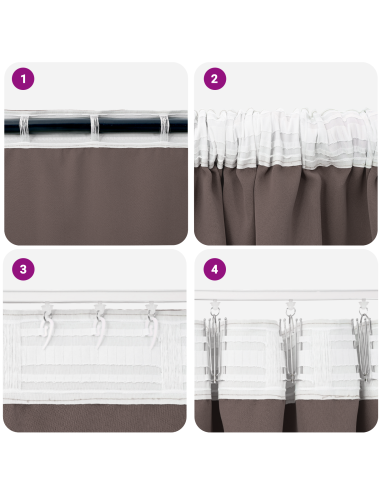 Tende Blackout con Anelli 2 pcs Marrone Scuro 245 x 140 cm