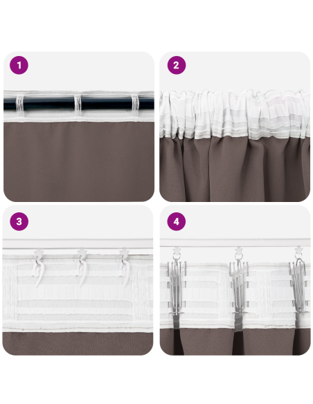 Tende Blackout con Anelli 2 pcs Marrone Scuro 245 x 140 cm