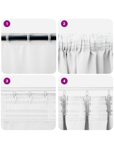 Tende Blackout con Anelli 2 pcs Bianco Puro 245 x 140 cm