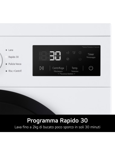 LG F4NA10S8NWK Lavatrice slim 8kg, Classe A, 1400 giri, Programma igiene con vapore, Top rimovibile, White