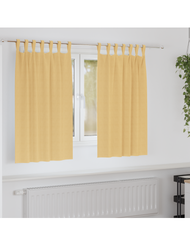 Tende Blackout con Anelli 2 pcs Beige 140 x 140 cm Poliestere