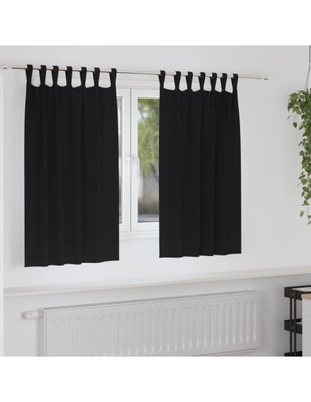 Tende Blackout con Anelli 2 pcs Nero 140 x 140 cm Poliestere