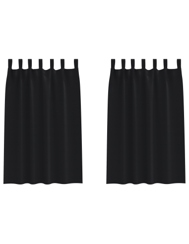 Tende Blackout con Anelli 2 pcs Nero 175 x 140 cm Poliestere