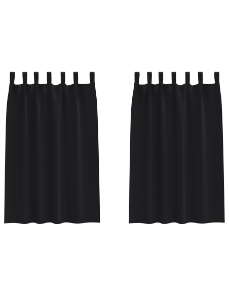 Tende oscuranti con tende 2 pcs Nero 175 x 140 cm Poliestere