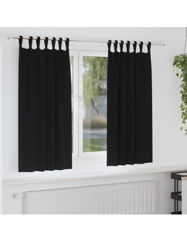 Tende Blackout con Anelli 2 pcs Nero 175 x 140 cm Poliestere