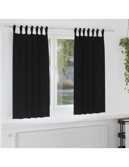 Tende Blackout con Anelli 2 pcs Nero 175 x 140 cm Poliestere
