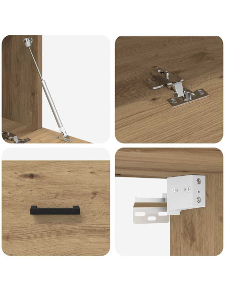 Armadietto a muro rovere artigianale 60 x 36.5 x 35 cm
