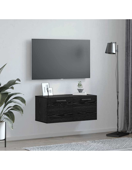 Armadietto a muro Rovere nero 80 x 36.5 x 35 cm