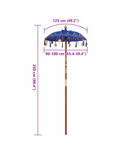 Parasol Balinese Blu 95 x 95 x 260 cm