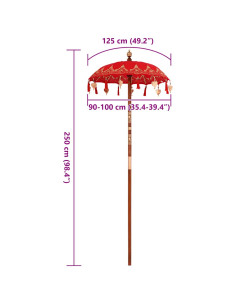 Parasol Balinese Rosso 125 x 125 x 260 cm