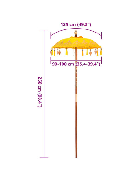 Parasol Balinese Altro Giallo x 260 cm Cotone e legno massello