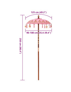 Parasol Balinese Rosa 95 x 95 x 260 cm