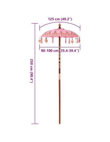 Parasol Balinese Rosa 95 x 95 x 260 cm