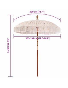 Parasol in macramè Crema 190 x 190 x 260 cm