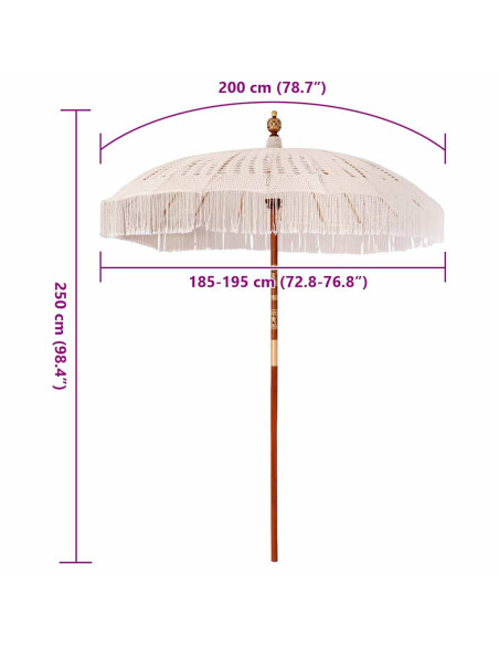 Ombrellone Altro Crema x 250 cm Cotone e legno massello