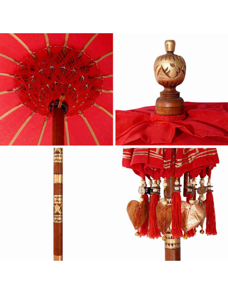Parasol Balinese Altro Rosso x 260 cm Cotone e legno massello