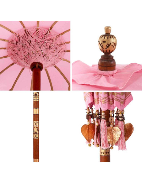 Parasol Balinese Altro Rosa x 260 cm Cotone e legno massello