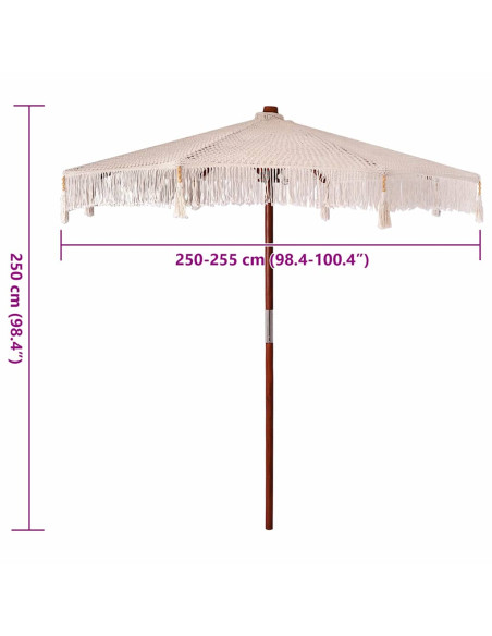 Parasol in macramè Crema 252.5 x 252.5 x 260 cm