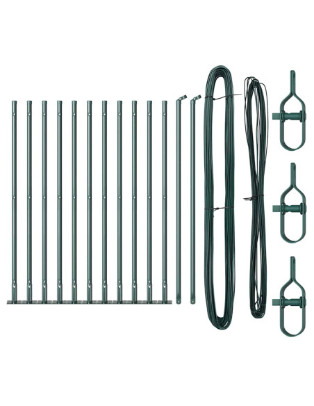 Set di pali per recinzione con basi 13 pcs Verde Ø32mm 70 cm