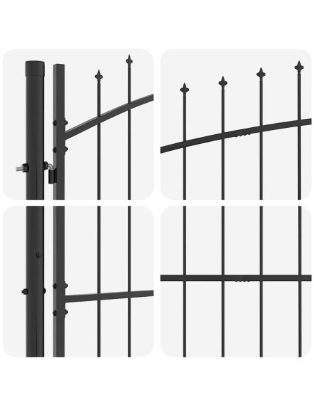 Cancello da Giardino con Punta a Lancia Grigio 100x500 cm in Acciaio