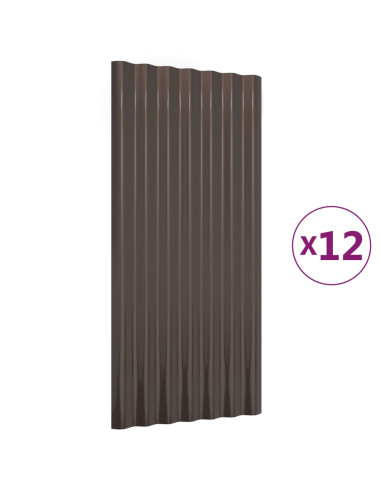 Pannelli Tetto 12pz Acciaio Verniciato Polvere Marrone 80x36 cm