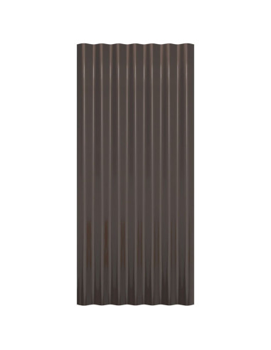 Pannelli Tetto 12pz Acciaio Verniciato Polvere Marrone 80x36 cm