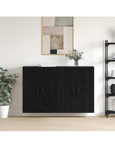 Mobiletto a muro 2 pcs Rovere Nero 69,5 x 34 x 90 cm