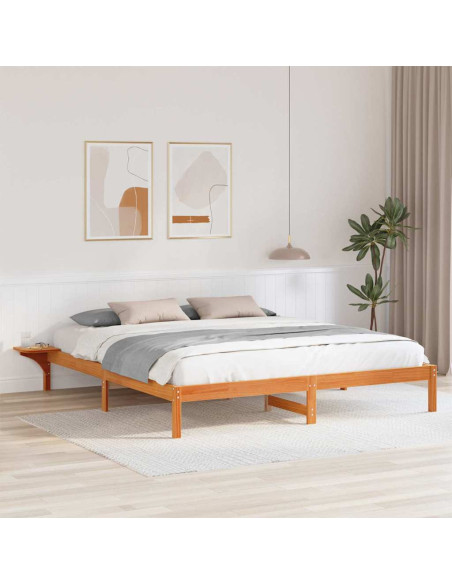 Rete letto con comodini Cera marrone 180 x 200 cm Cera marrone