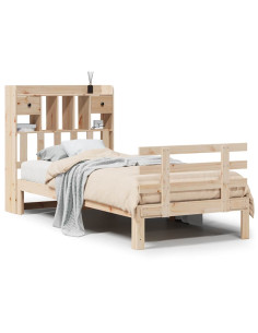 Letto Libreria senza Materasso 90x190 cm Legno Massello Pino 2