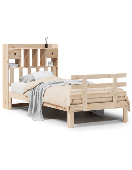 Letto Libreria senza Materasso 90x190 cm Legno Massello Pino