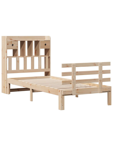 Letto Libreria senza Materasso 90x190 cm Legno Massello Pino