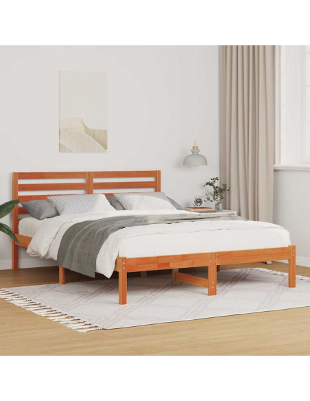 Struttura del letto con testiera Cera marrone 140 x 190 cm