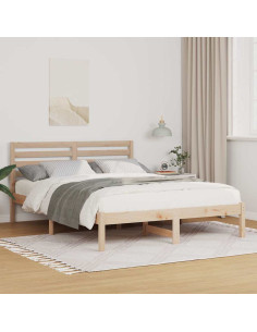 Struttura del letto Marrone 135 x 190 cm Pino massello 2