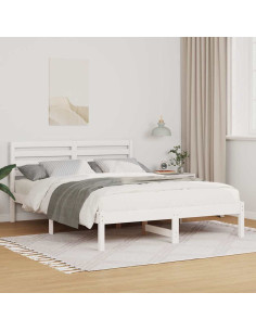 Struttura del letto Bianco 135 x 190 cm Pino massello 2