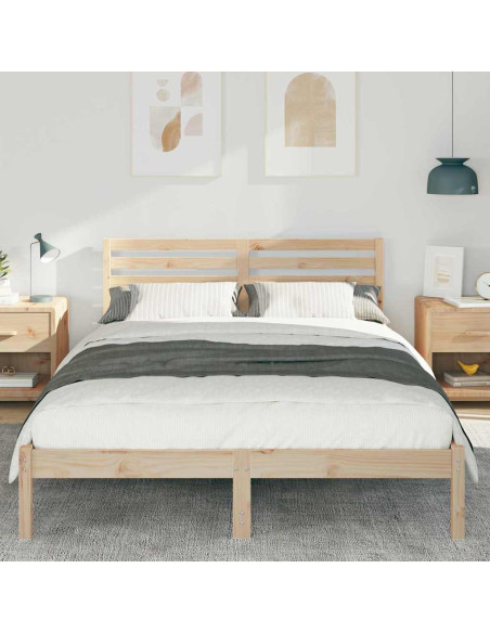 Struttura del letto Marrone 140 x 210 cm Legno di pino massello