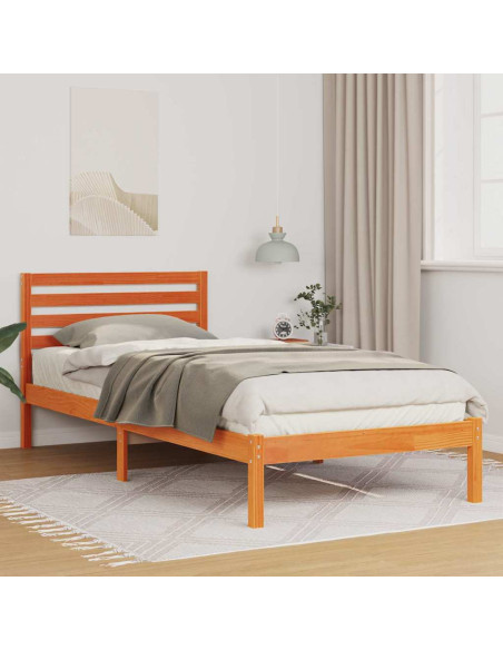 Struttura del letto con testiera Cera marrone 80 x 210 cm