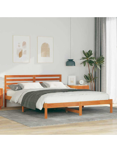 Struttura del letto con testiera Cera marrone 160 x 210 cm