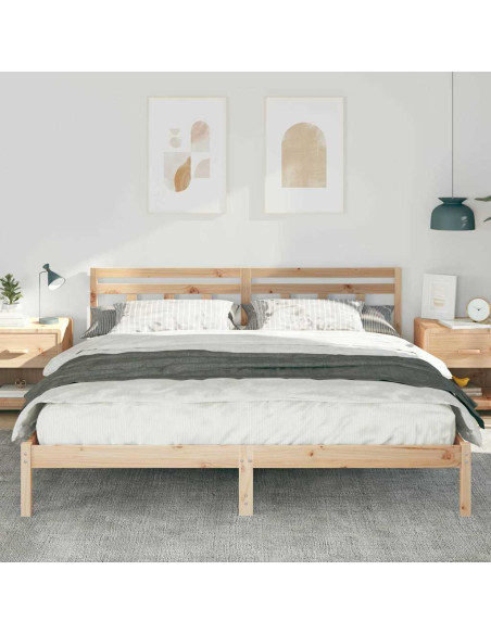 Struttura del letto Marrone 200 x 200 cm Pino massello